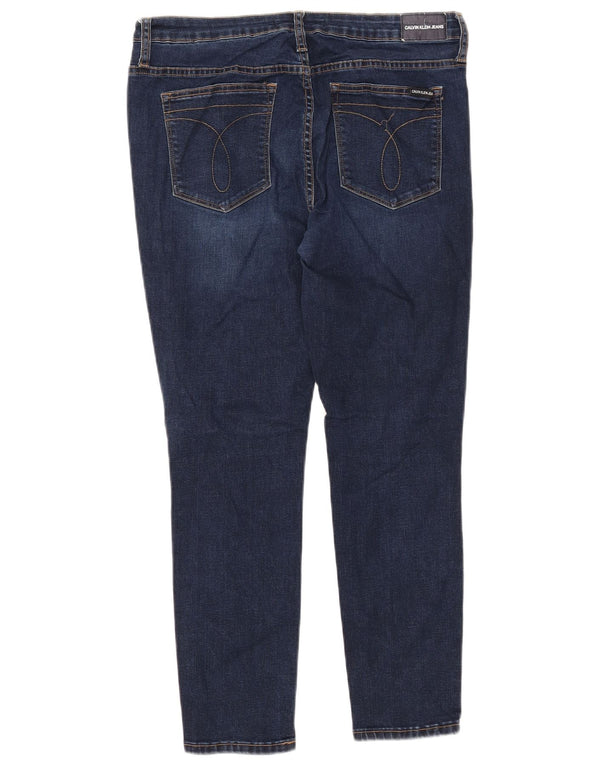 CALVIN KLEIN Damen Skinny Jeans US 14 Large W32 L28 Marineblaue Baumwolle