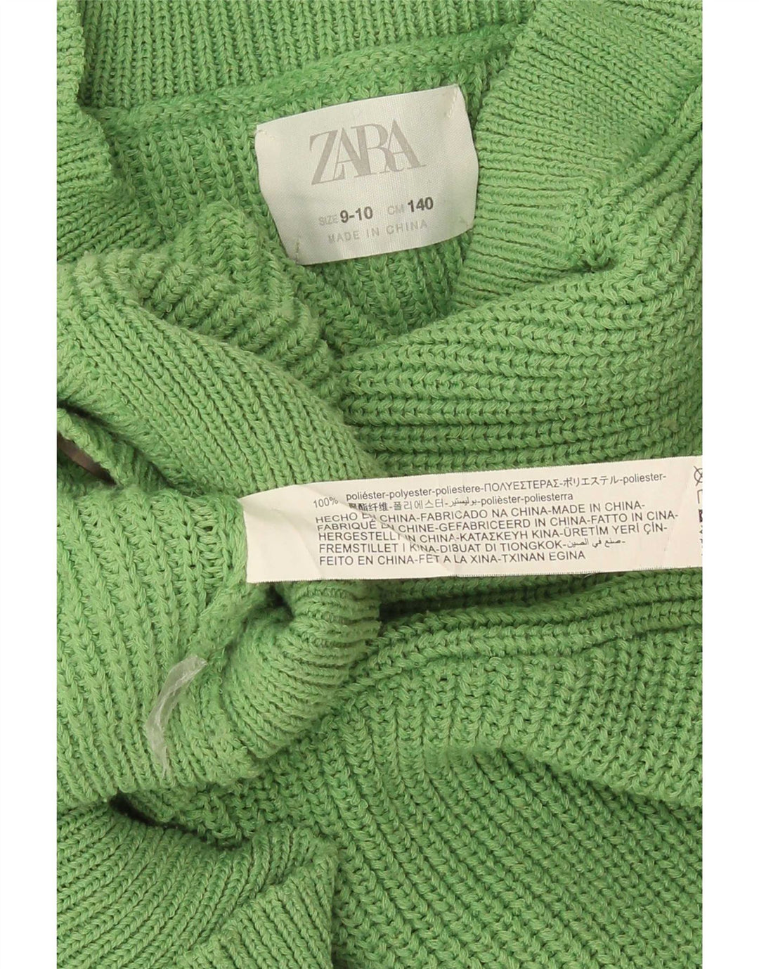 Zara Crop Cardigan für Mädchen, 9–10 Jahre, grünes Polyester