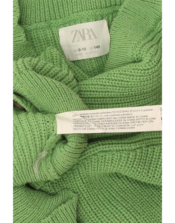 Zara Crop Cardigan für Mädchen, 9–10 Jahre, grünes Polyester
