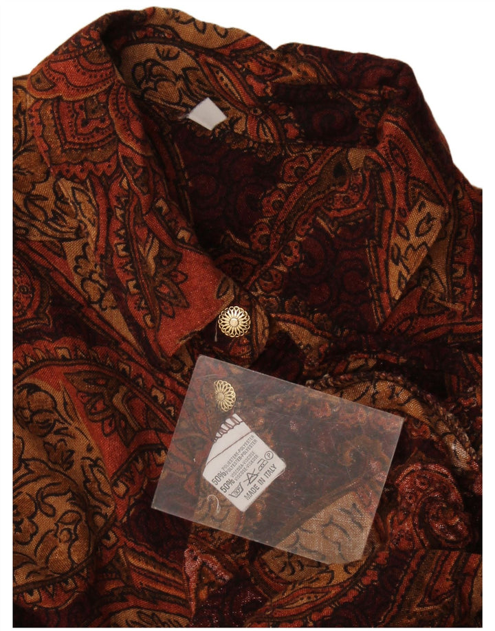 Vintage Damen Hemd UK 16 Großes braunes Paisley-Polyester