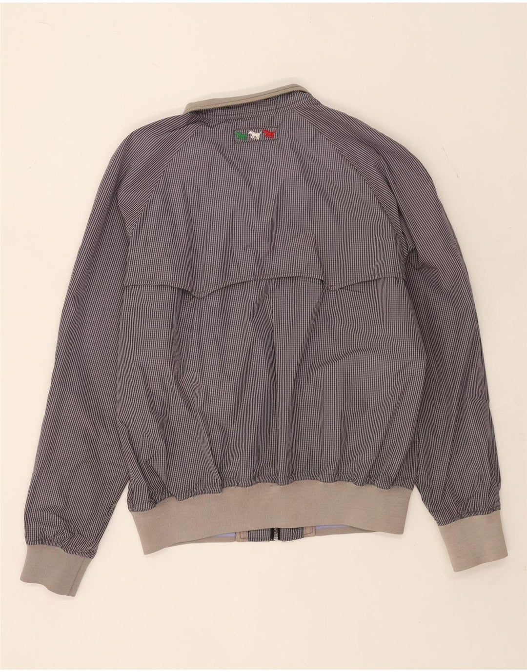 Benetton Herren Bomberjacke UK 44 2XL Marineblaue Gingham-Baumwolle