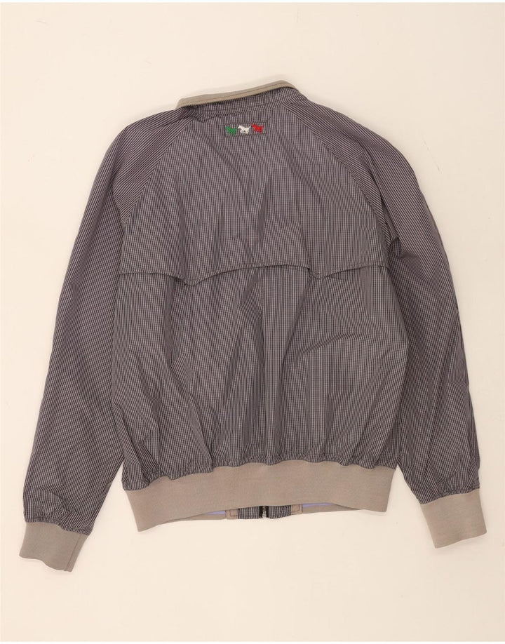 Benetton Herren Bomberjacke UK 44 2XL Marineblaue Gingham-Baumwolle