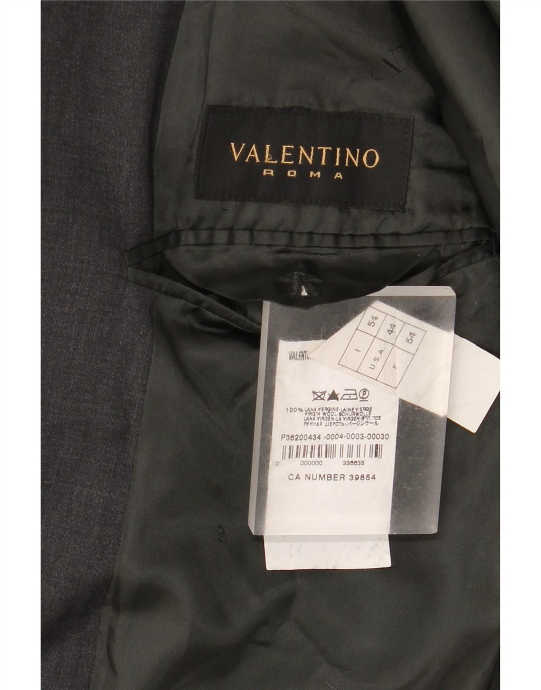 Valentino Herren 3-Knopf-Blazerjacke IT 54 2XL Graue Schurwolle