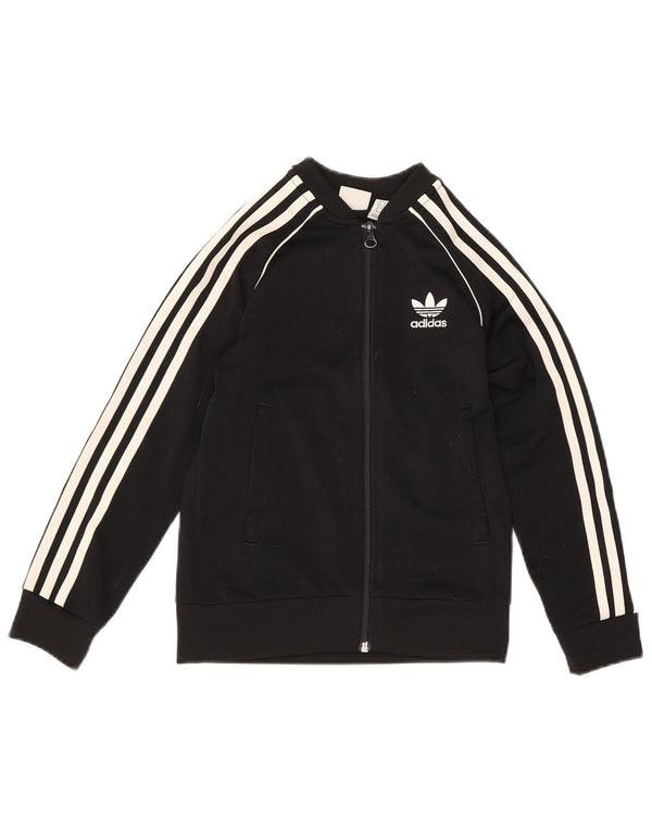 Adidas Jungen-Trainingsanzug-Top-Jacke, 7–8 Jahre, schwarzes Polyester