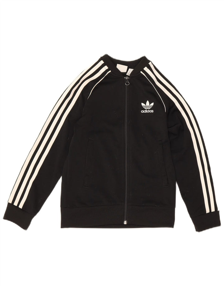 Adidas Jungen-Trainingsanzug-Top-Jacke, 7–8 Jahre, schwarzes Polyester