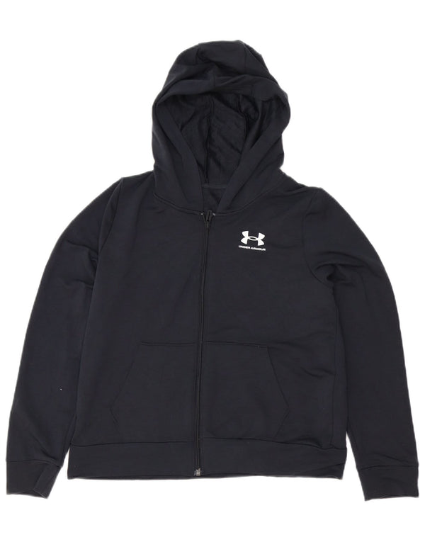 Under Armour Jungen-Kapuzenpullover mit Reißverschluss, 11–12 Jahre, groß, schwarzes Polyester
