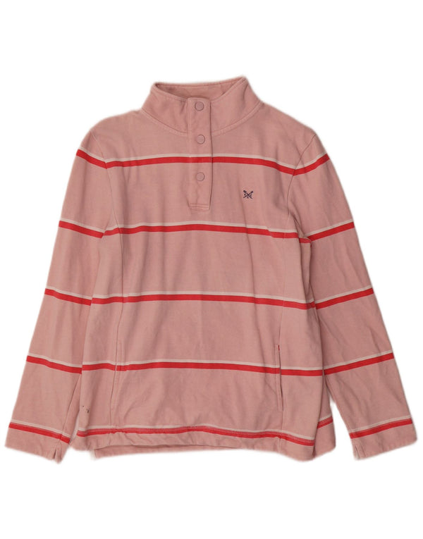 Crew Clothing Damen-Sweatshirt-Pullover UK 12 Mittelrosa gestreift