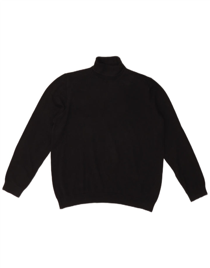 Marks & Spencer Rollkragenpullover für Herren, groß, aus schwarzer Baumwolle