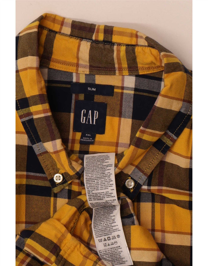 Gap Slim Flanellhemd für Herren, 2XL, gelb kariert, Baumwolle
