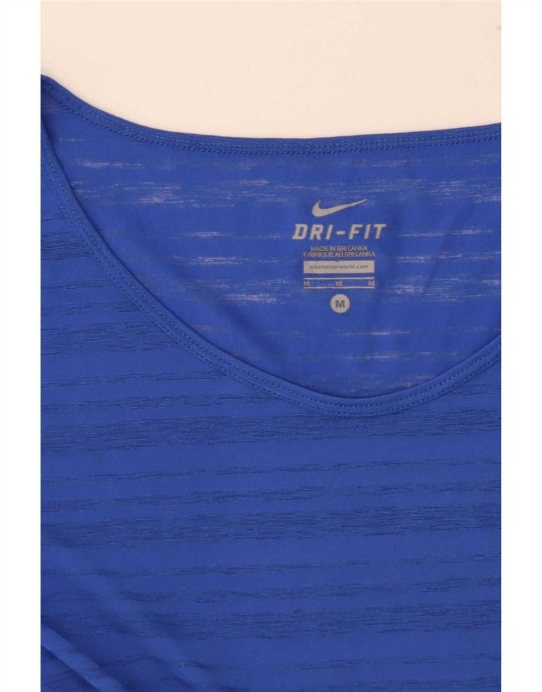 Nike Damen Dri Fit T-Shirt Top UK 14 Mittelblau gestreift