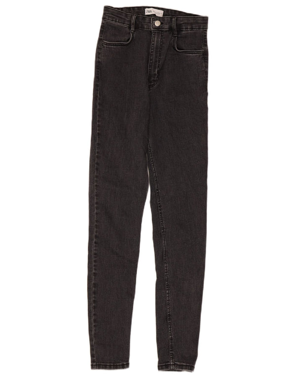 Zara Damen High Waist Skinny Jeans EU 36 XS W26 L28 Grau