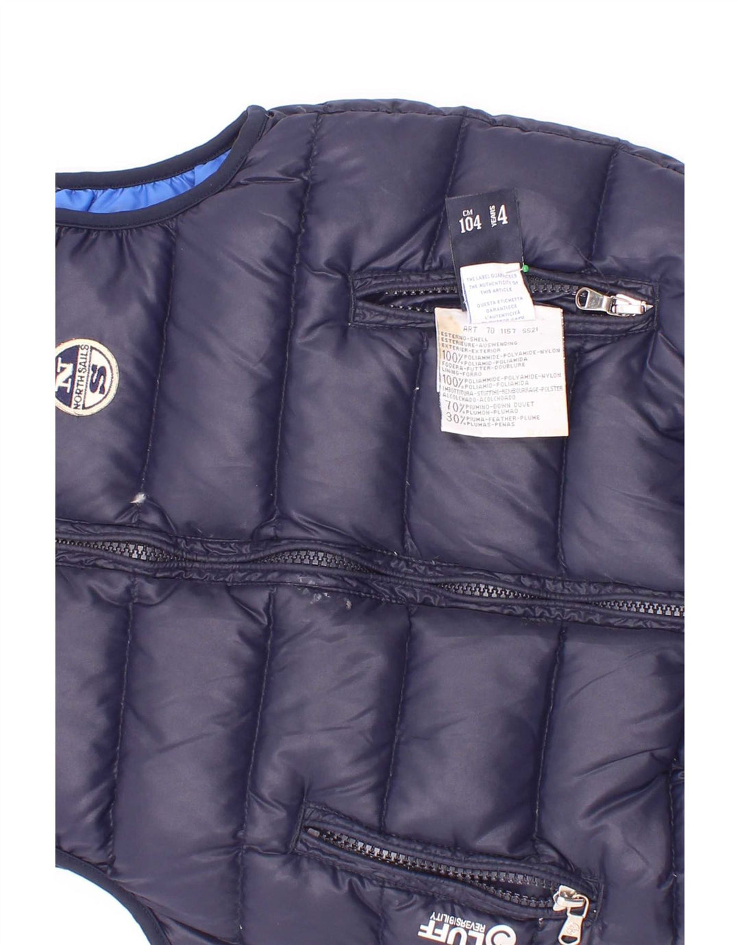 Wendbare wattierte Weste von North Sails für Jungen, 3–4 Jahre, marineblaues Polyester