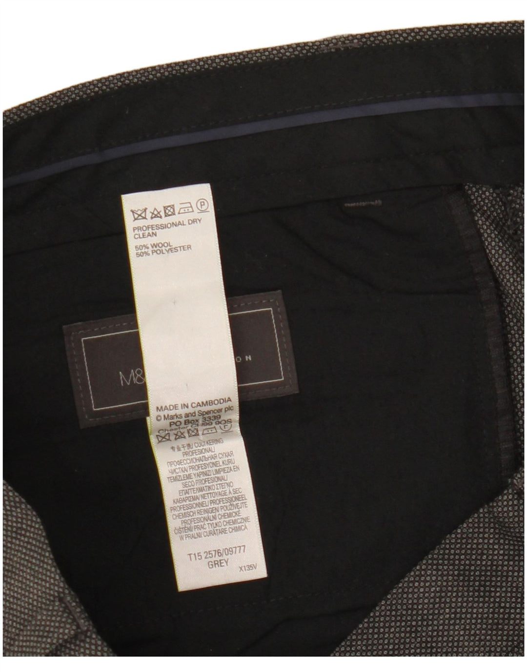 Marks & Spencer Herren-Anzughose in normaler Passform, W34, L31, graue Wolle