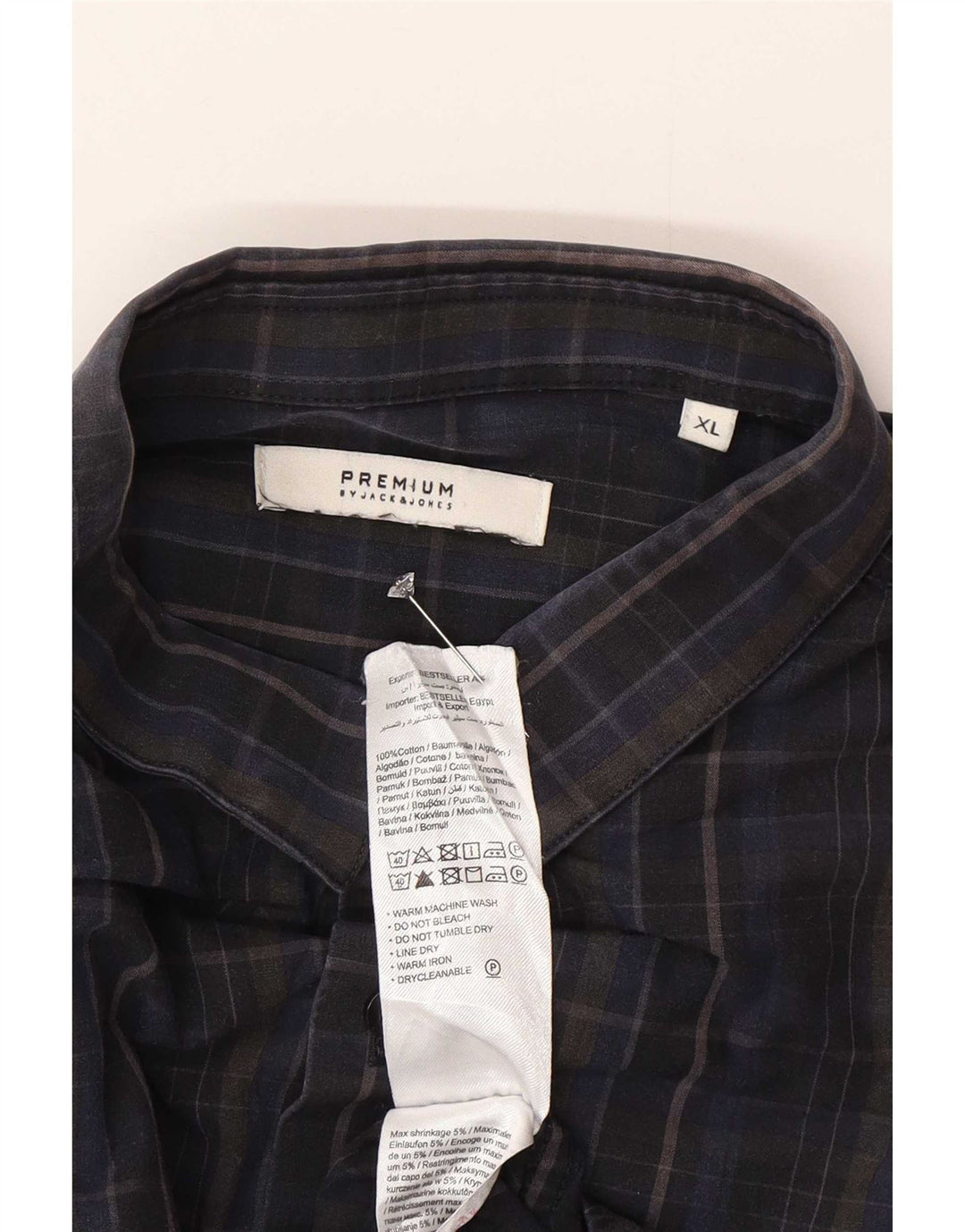 Jack & Jones Herrenhemd XL, marineblau, kariert, Baumwolle
