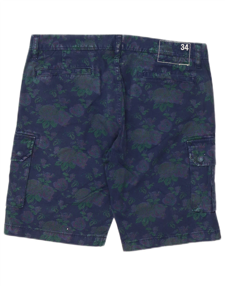 Sun68 Herren-Cargo-Shorts, W34, groß, marineblau, geblümt, Baumwolle