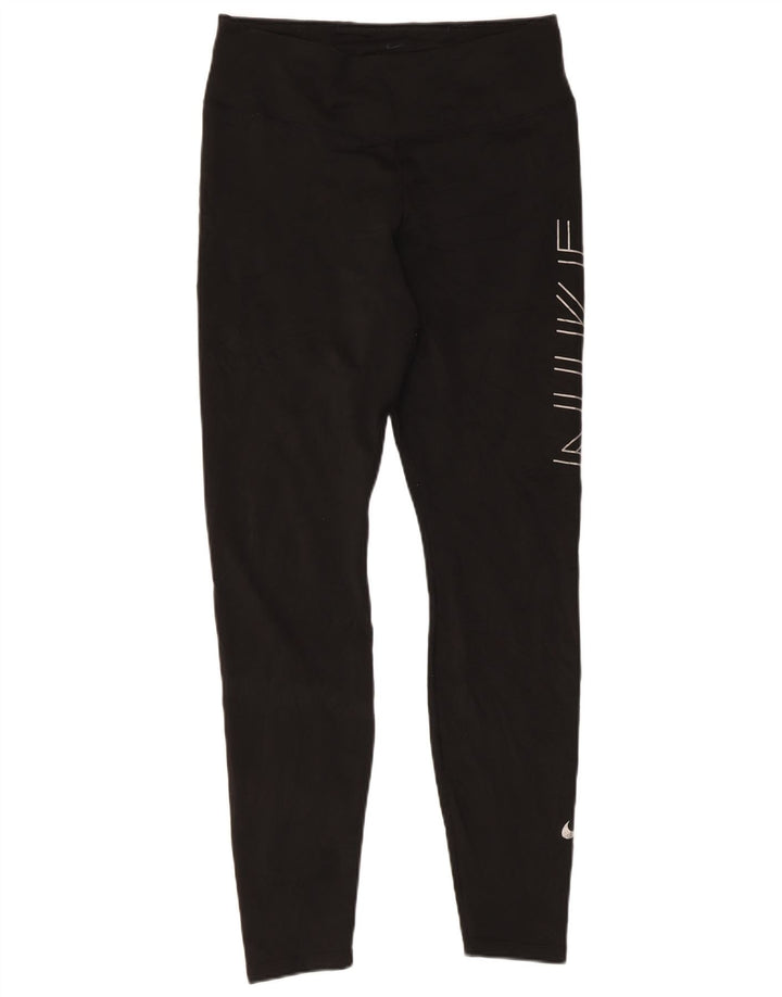 Nike Damen Dri Fit Graphic Leggings UK 14 Large Schwarz