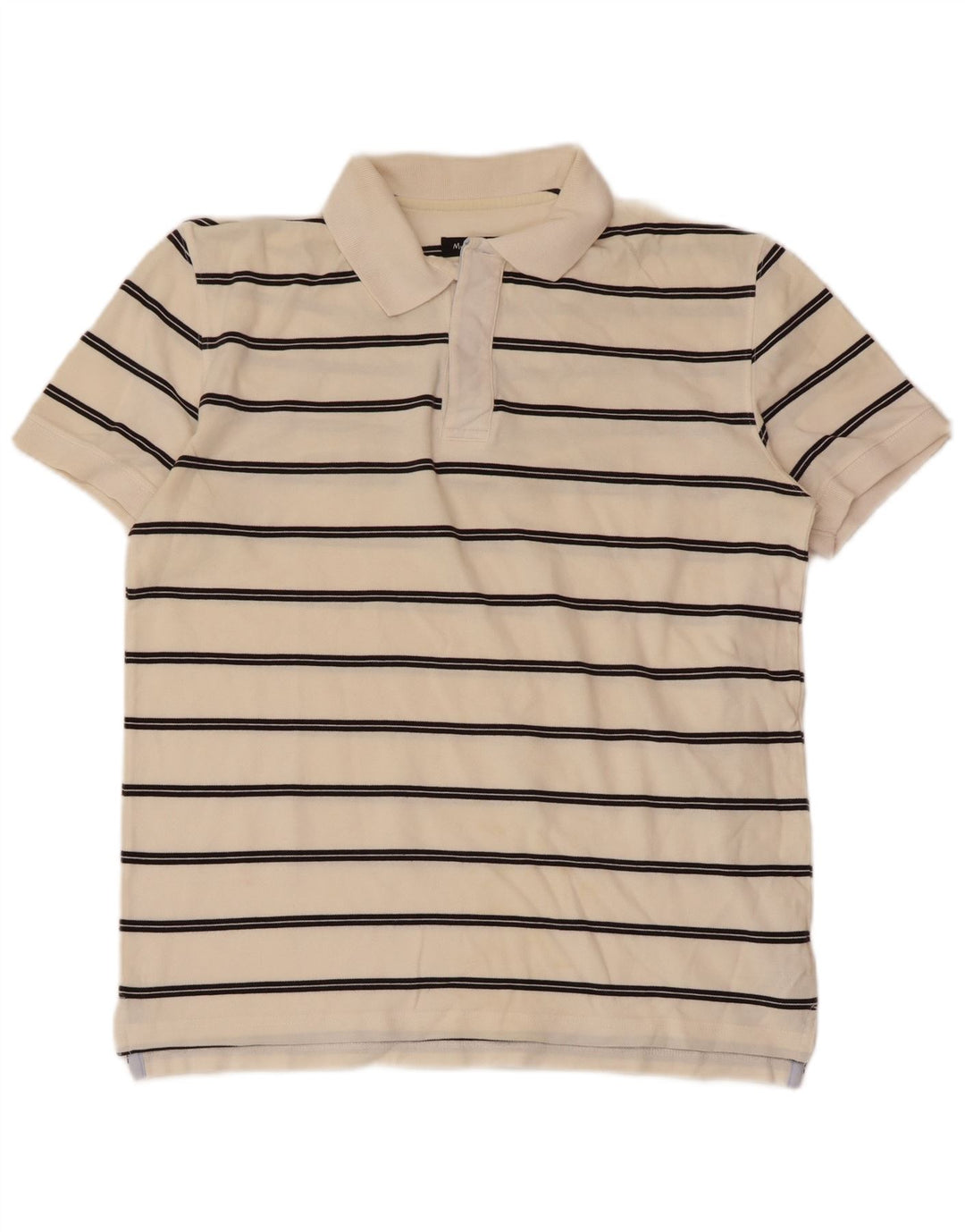 Massimo Dutti Herren-Poloshirt aus mittelgrauer, gestreifter Baumwolle