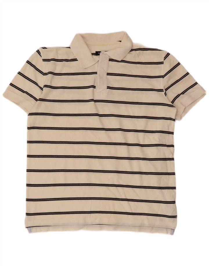 Massimo Dutti Herren-Poloshirt aus mittelgrauer, gestreifter Baumwolle