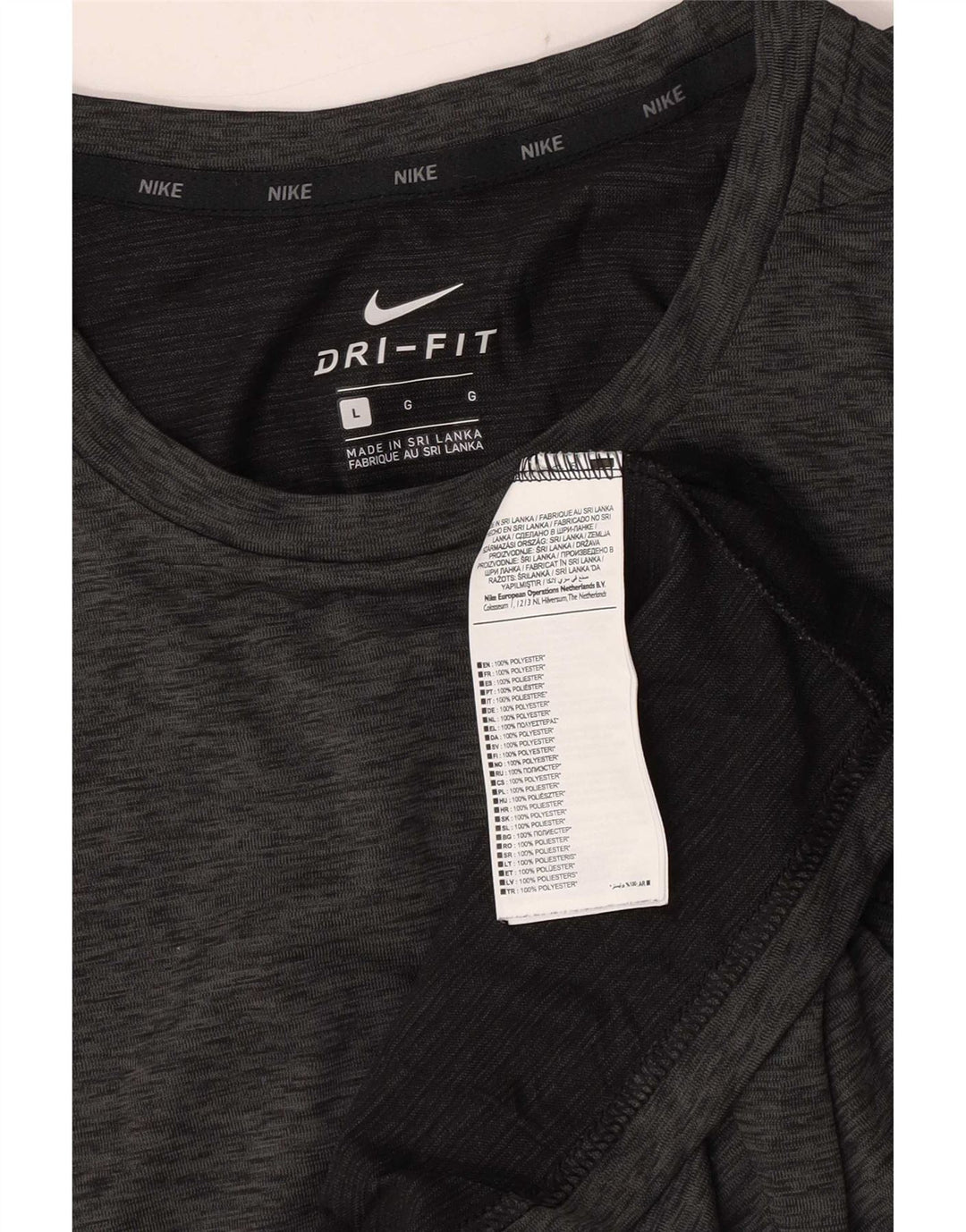 Nike Herren Dri Fit T-Shirt-Oberteil, großes grau meliertes Polyester