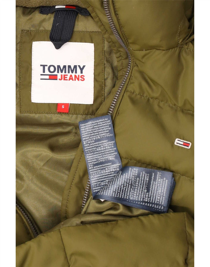 Tommy Hilfiger Wattierter Damenmantel mit Kapuze, UK 10, Größe S, Grün, Polyester