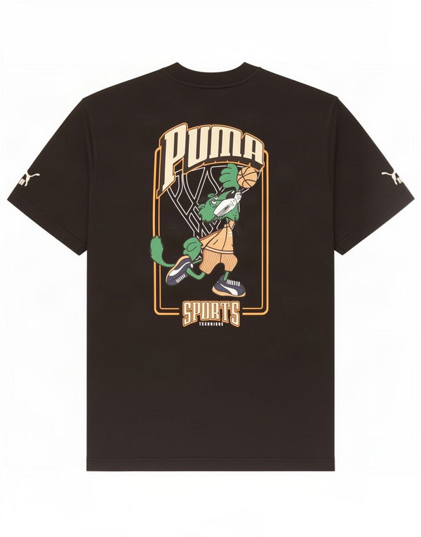 Puma Herren Grafik T-Shirt Top Small Schwarz Baumwolle