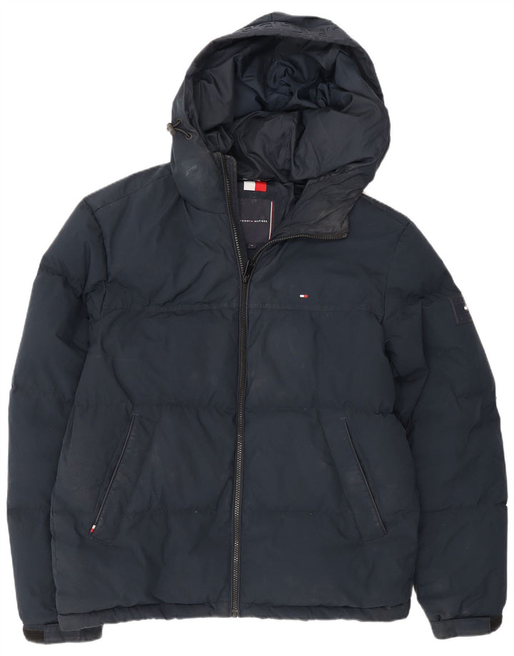 Tommy Hilfiger Herren-Jacke mit Kapuze, gepolstert, UK 38, mittelmarineblau, Polyester