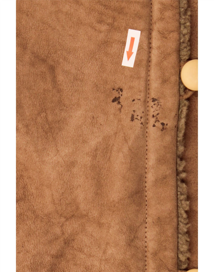 Vintage Damen Shearling Mantel IT 44 Mittelbraunes Leder