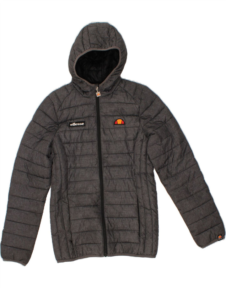 ELLESSE Womens Hooded Padded Jacket UK 10 Small Grey Nylon Vintage Ellesse and Second-Hand Ellesse from Messina Hembry 