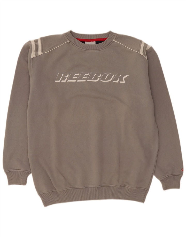 Reebok Herren Grafik-Sweatshirt-Pullover aus mittelgrauer Baumwolle