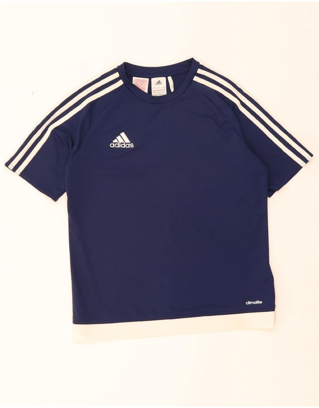 ADIDAS Boys Climalite T-Shirt Top 13-14 Years Navy Blue Polyester