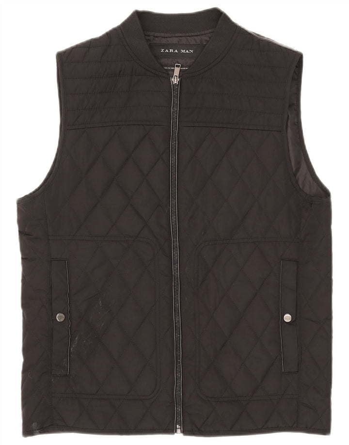 Zara Herren Steppweste UK 38 Medium Schwarz Polyester