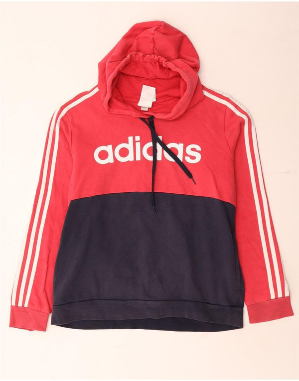 Adidas Damen Graphic Hoodie Pullover UK 20/22 XL Rot Colourblock Baumwolle