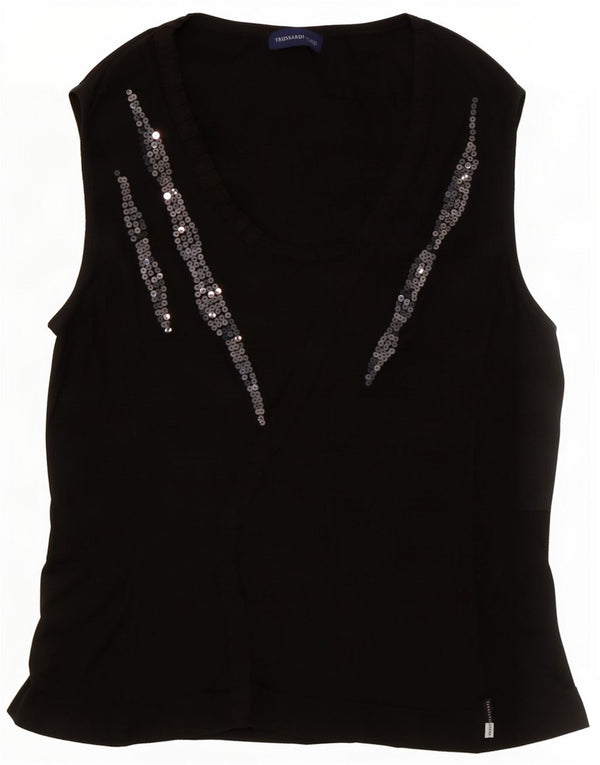 Trussardi Jeans Damen Weste Top UK 14 Medium Schwarz