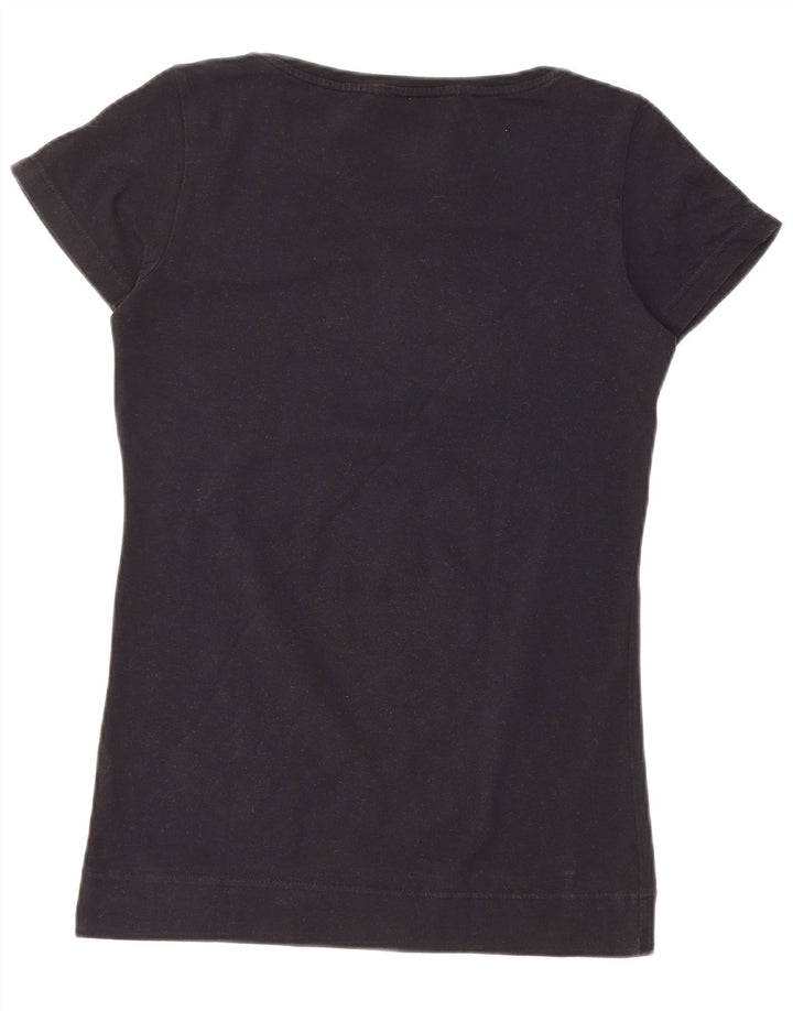 NIKE Damen Graphic T-Shirt Top UK 12/14 Medium Schwarz
