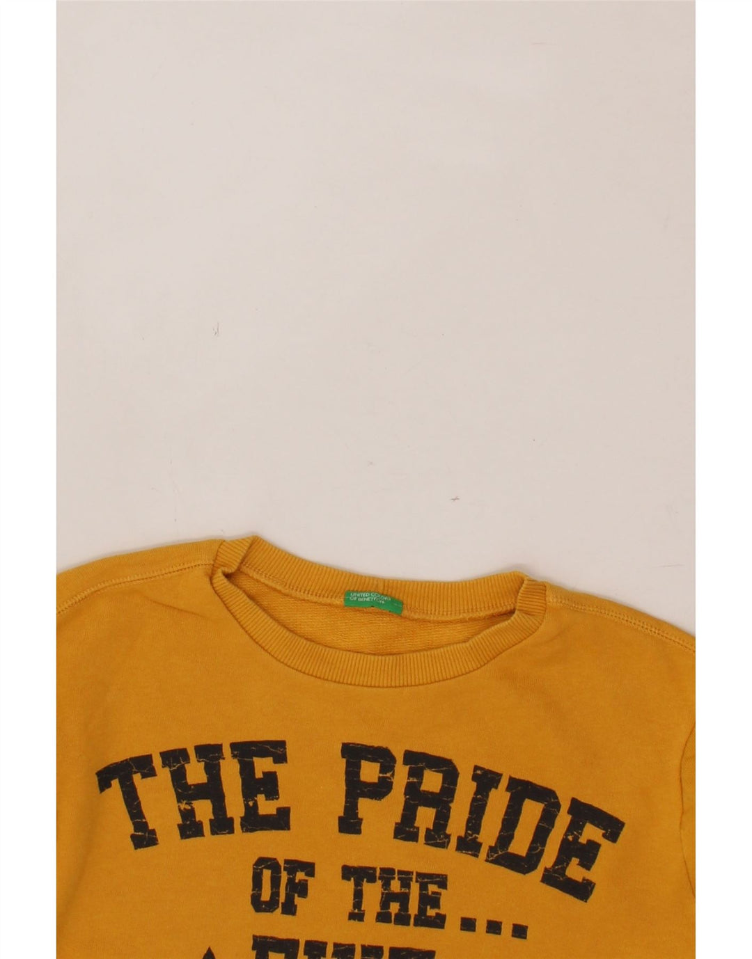 BENETTON Womens Graphic Sweatshirt Jumper UK 10 Small Yellow Vintage Benetton and Second-Hand Benetton from Messina Hembry 