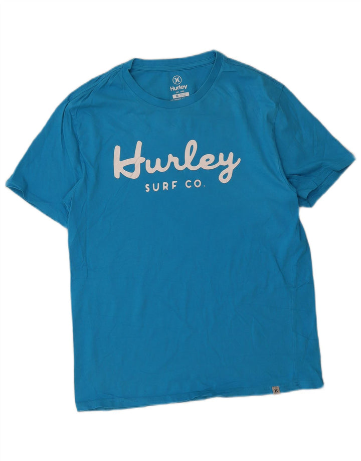 Hurley Herren Grafik-T-Shirt-Oberteil aus mittelblauer Baumwolle