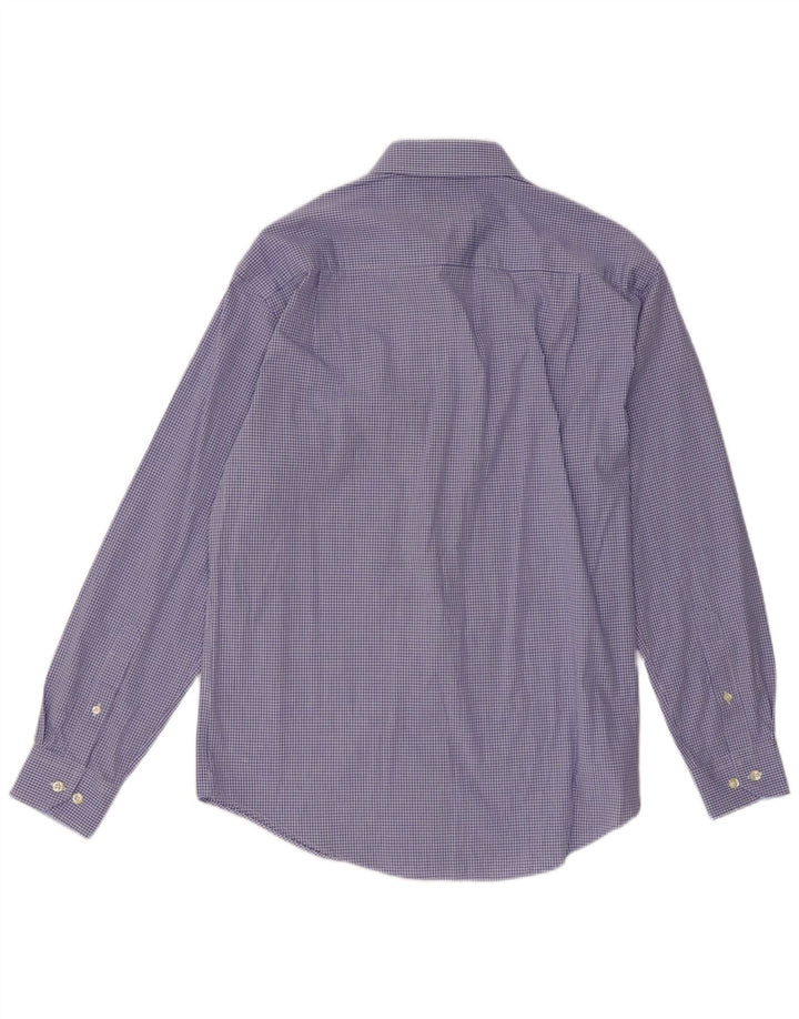 NAUTICA Herren-Hemd mit klassischer Passform, Größe 15, mittelblau karierte Baumwolle