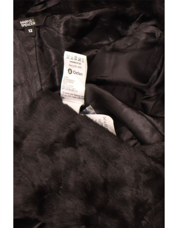 Marks & Spencer Damen Kunstpelzjacke UK 12 Medium Schwarz Modacryl