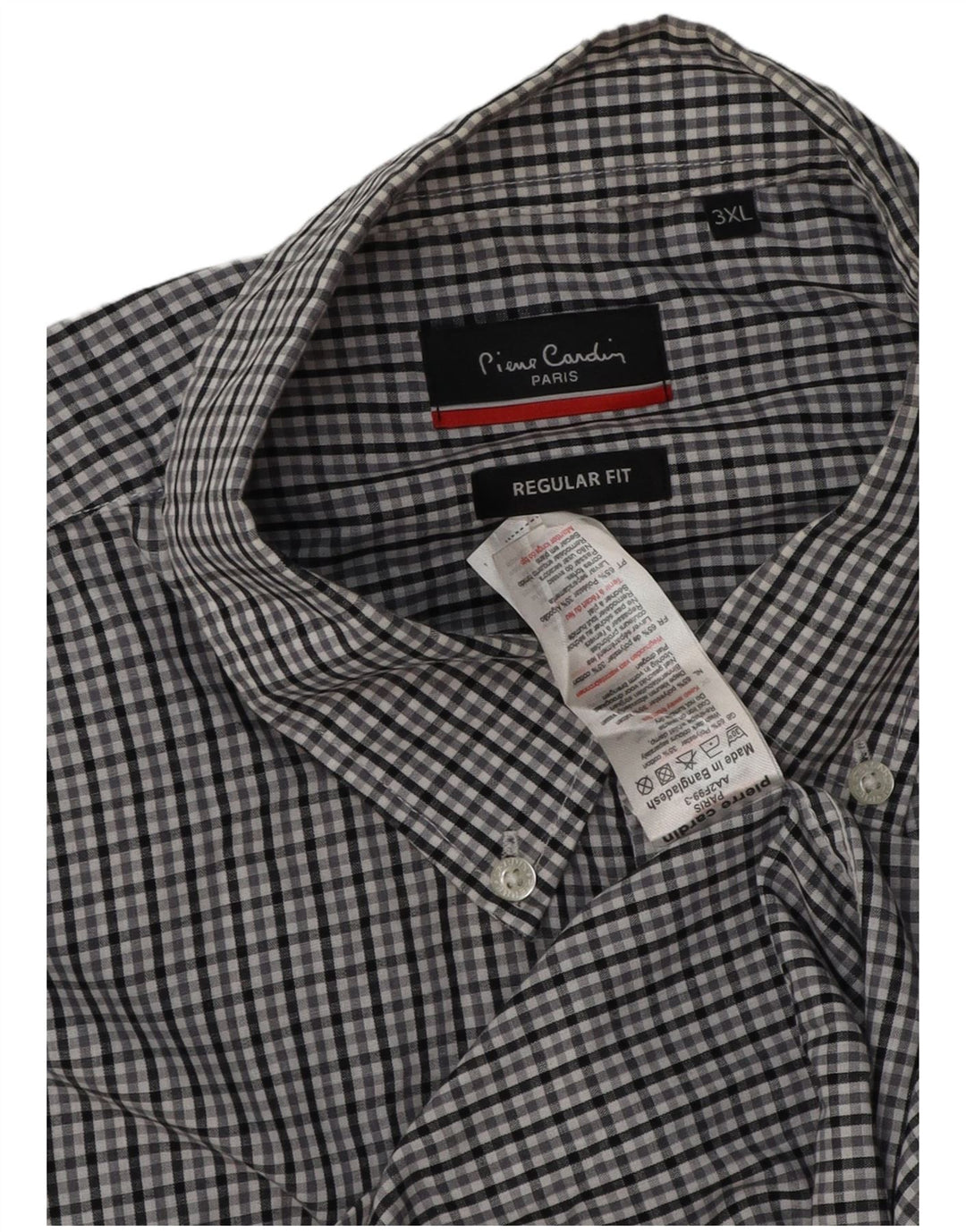 Pierre Cardin Herren-Hemd mit normaler Passform, 3XL, grau kariert, Polyester