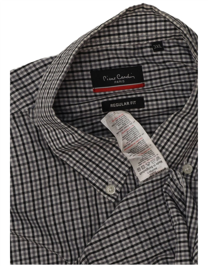 Pierre Cardin Herren-Hemd mit normaler Passform, 3XL, grau kariert, Polyester