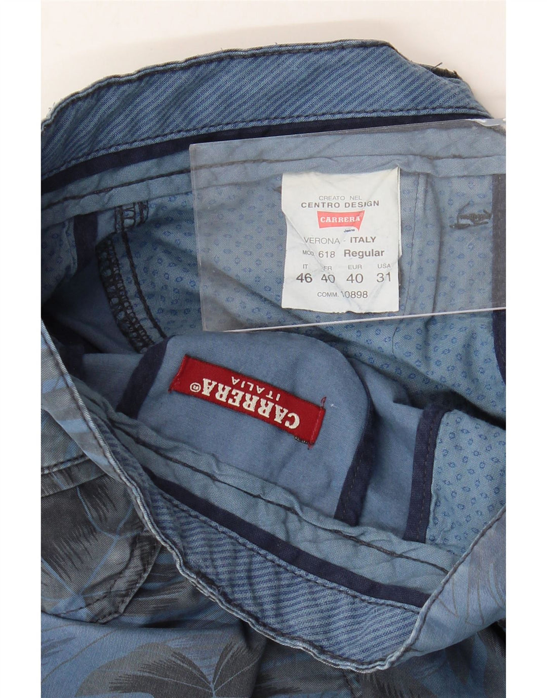 Carrera Herren-Cargoshorts IT 46 Small W31 Blau geblümte Baumwolle