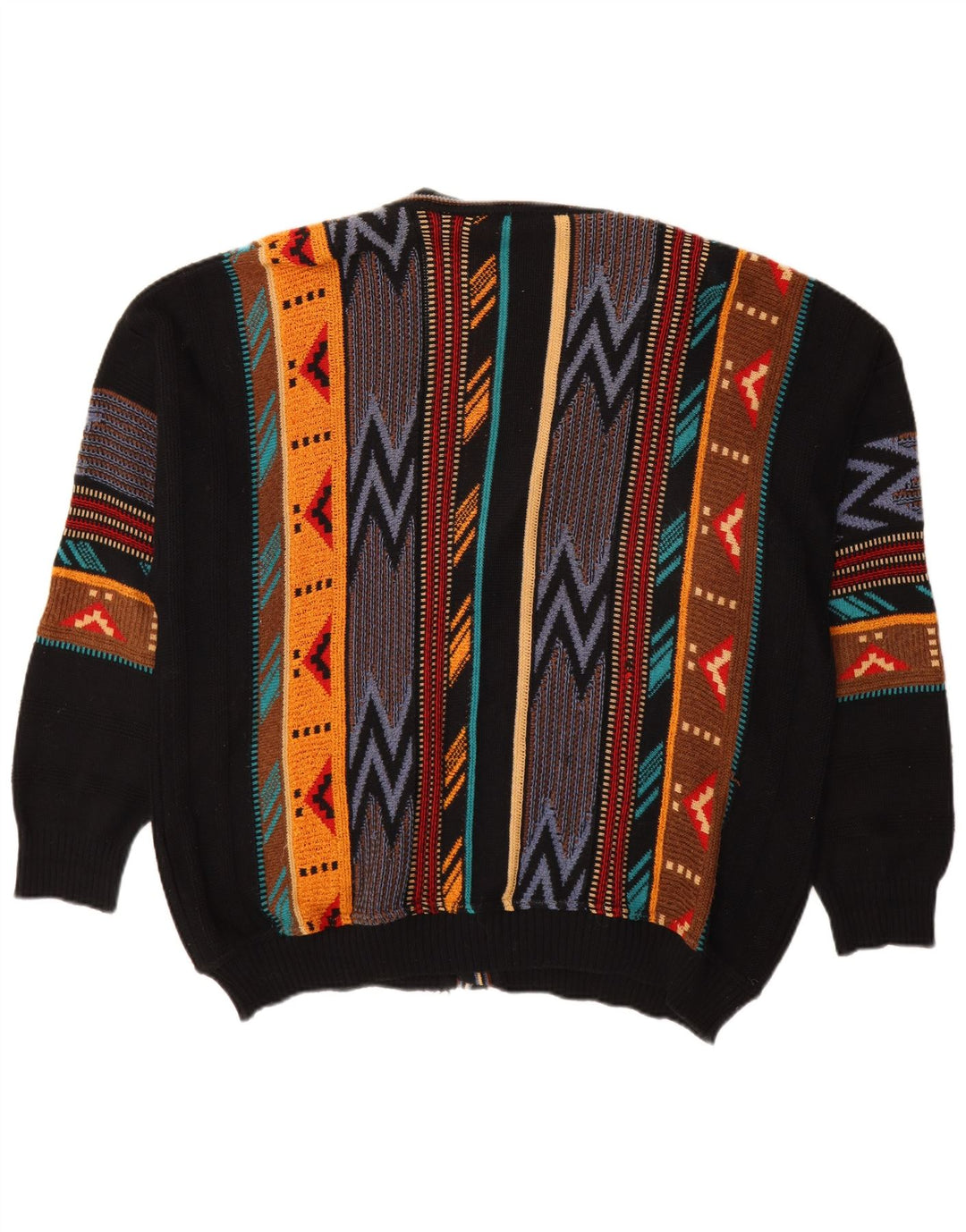 Monello Herren-Cardigan-Pullover IT 62 3XL Mehrfarbige geometrische Baumwolle