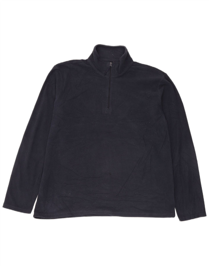 Mountain Warehouse Herren-Fleecepullover mit Reißverschluss am Kragen, groß, marineblaues Polyester