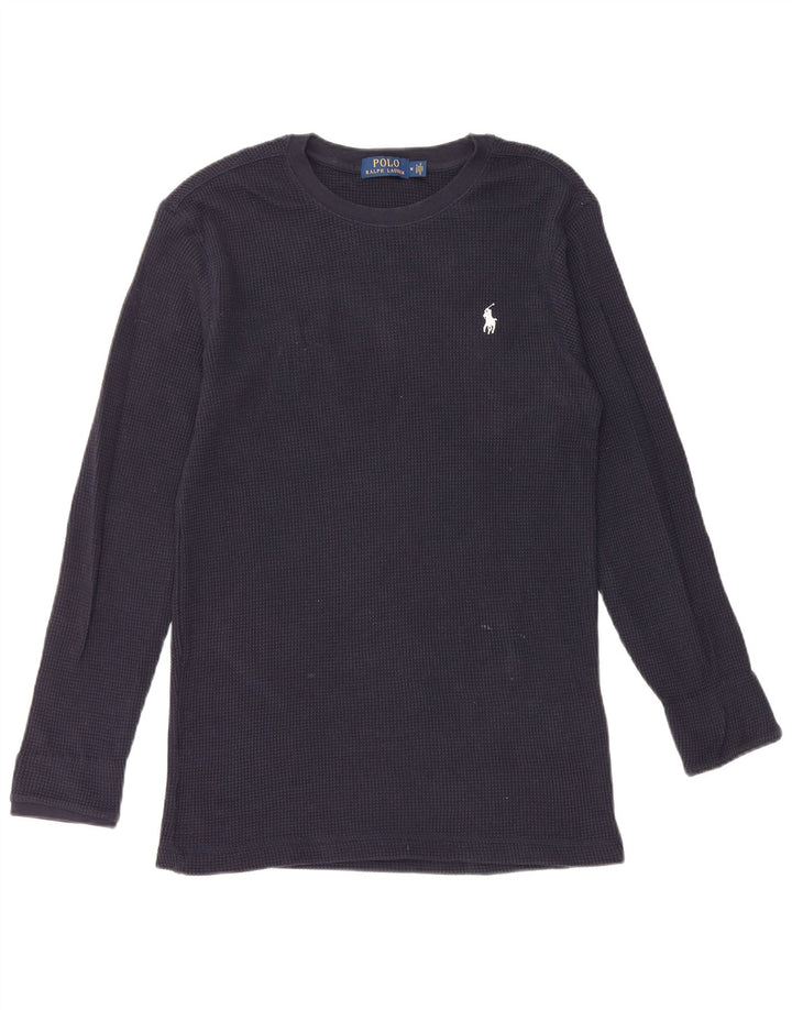 POLO RALPH LAUREN Herren-Oberteil, langärmelig, mittelmarineblaue Baumwolle