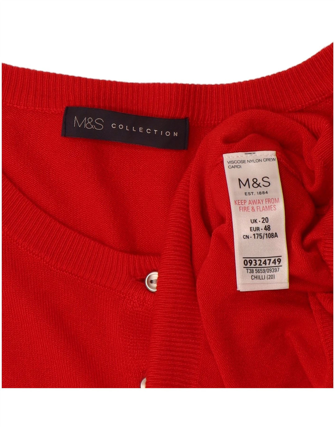 MARKS & SPENCER Damen Strickjacke UK 20 2XL Rote Viskose