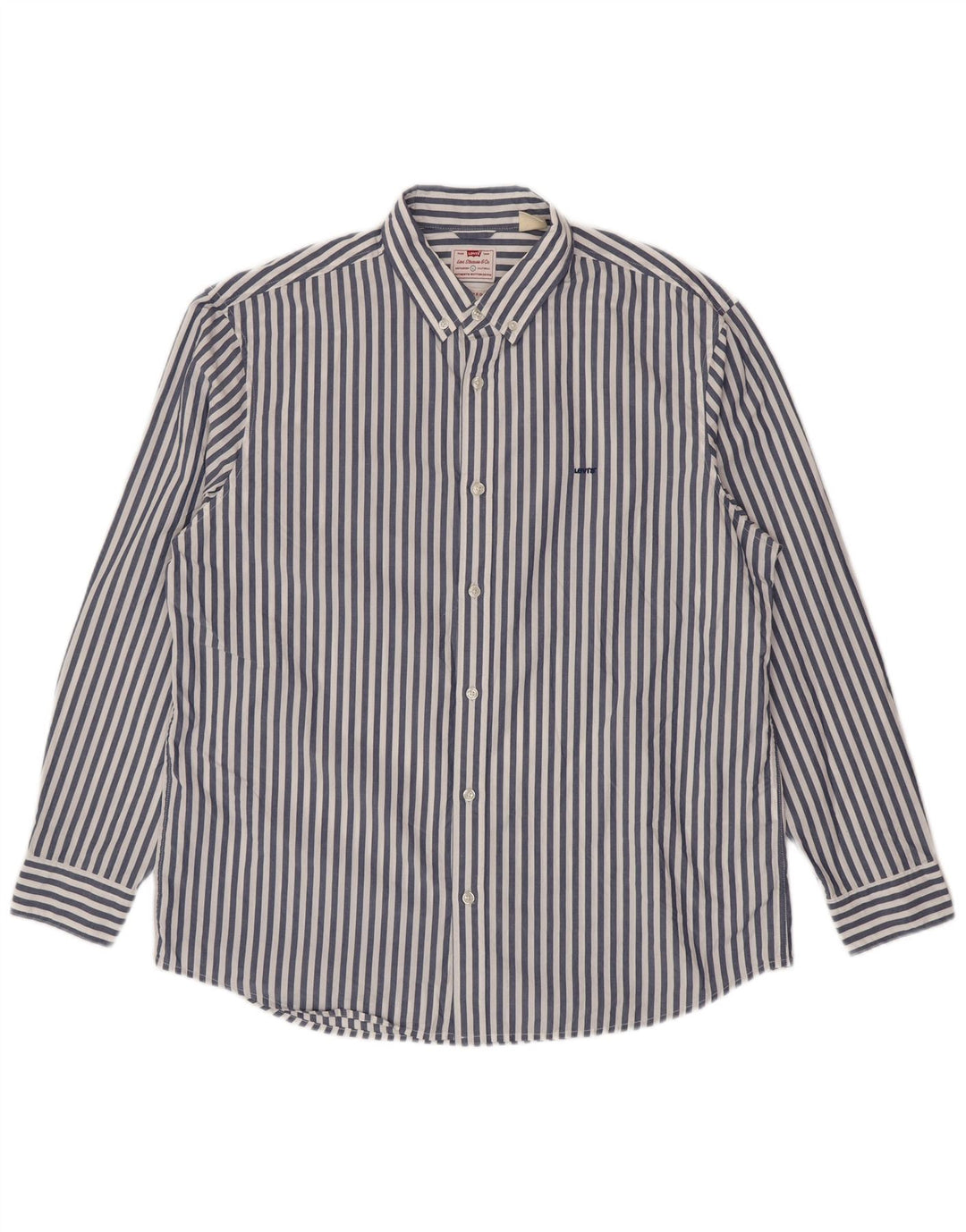 Levi's Herren-Hemd, entspannt, groß, blaue Nadelstreifen-Baumwolle