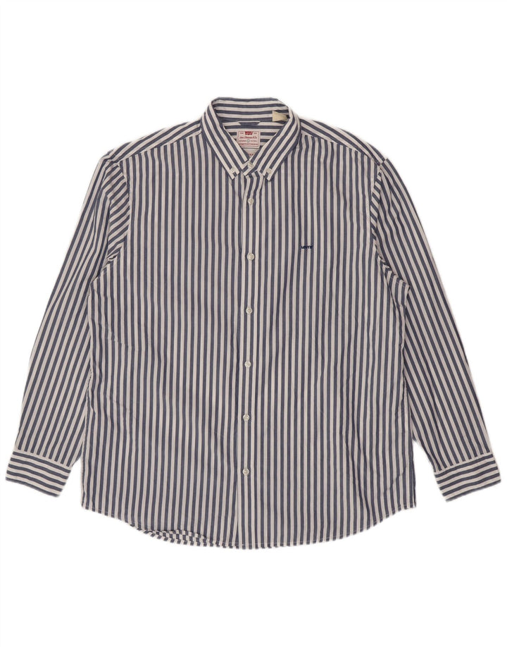 Levi's Herren-Hemd, entspannt, groß, blaue Nadelstreifen-Baumwolle