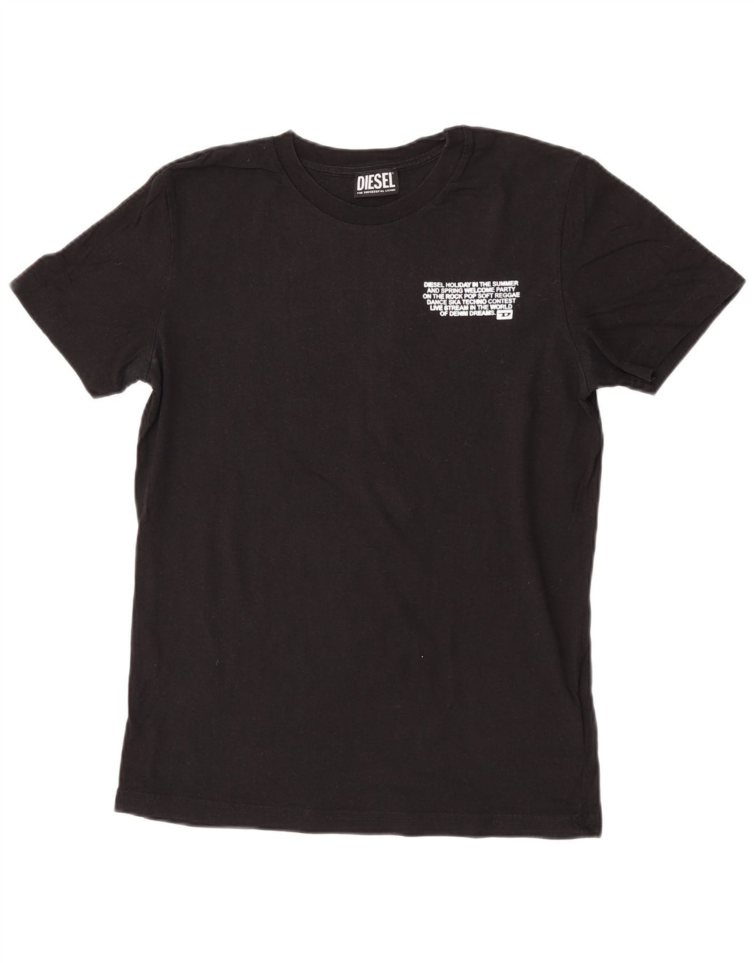 Diesel Herren-T-Shirt mit Grafik, Größe S, schwarze Baumwolle