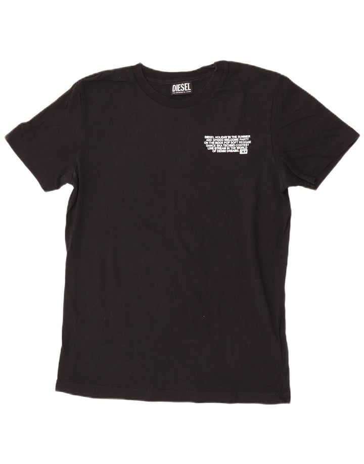 Diesel Herren-T-Shirt mit Grafik, Größe S, schwarze Baumwolle