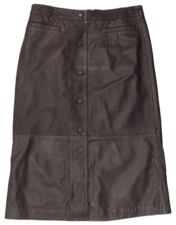 MINT VELVET Damen Lederrock UK 14 Large W34 Schwarzes Leder